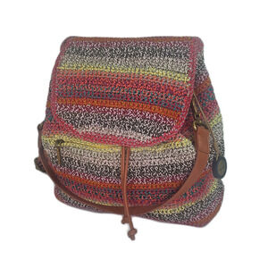 The Sak Sayulita Multicolor Sunset Striped Crochet Drawstring Backpack - NWT